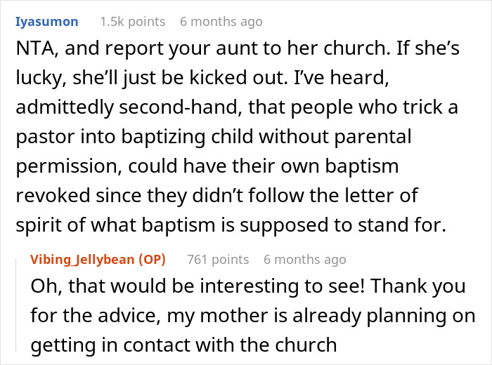 "Someone Has To Save The Boy": Religious Woman Baptizes Her Nephew Behind Everyone's Back, Receives Hilarious Revenge