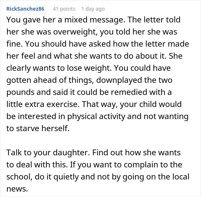 Mom Is Devastated After Daughter Refuses Food Because School Sent Her A Letter Over Her 2 Lb &ldquo;Weight Problem&rdquo;