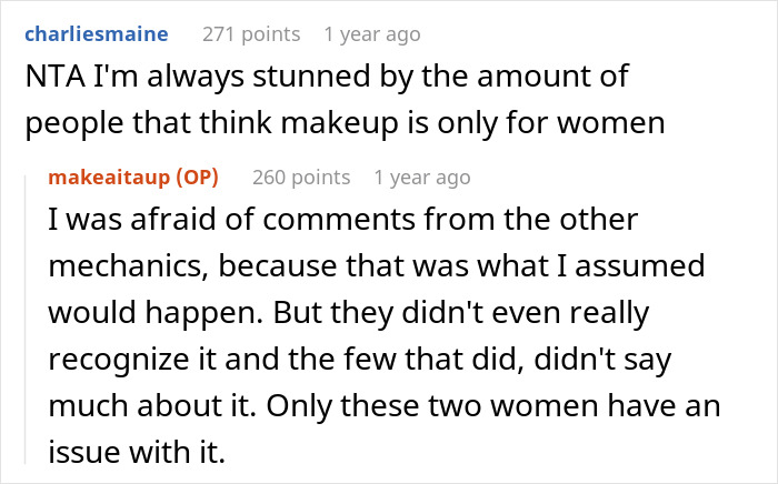 "My Confidence Was Skyrocketing": Mechanic Starts Wearing Makeup At Work, Front Desk Coworkers Have A Problem With It