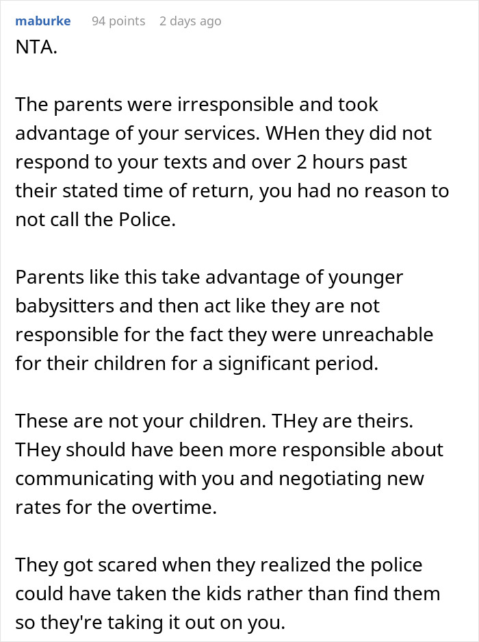 14-Year-Old Babysitter Calls The Police After The Parents Are Gone For 3 Extra Hours, Cops Find Them At Their Friend's House And They're Not Happy