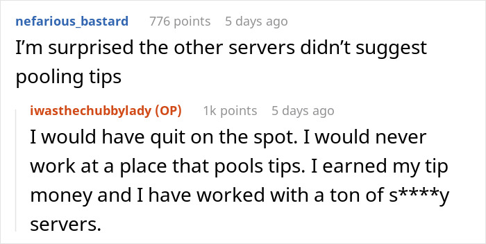 Server Maliciously Complies And Lets Newbies Take Care Of Her Tables After They Complained Hers Are Better, They Regret Asking For It Server Maliciously Complies And Lets Newbies Take Care Of Her Tables After They Complained Hers Are Better, They Regret Asking For It