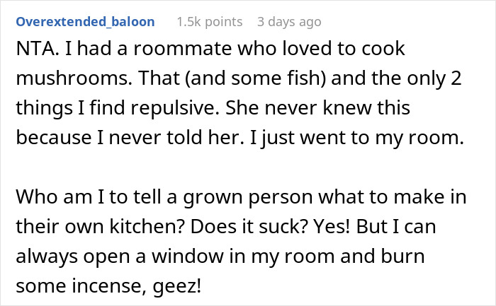 Person Refuses To Stop Cooking Aromatic Meals When His Roommate&rsquo;s Girlfriend Comes Over, Gets Called A Jerk