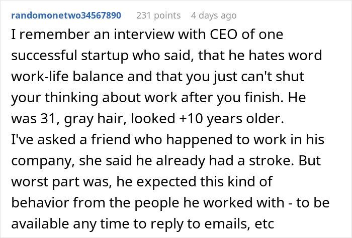CEO Makes A LinkedIn Post Saying "Never Hire Anyone That's Looking For Work Life Balance," And It Backfires