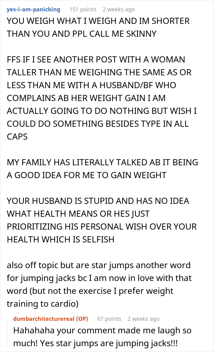 Wife Gains 4kg And Her Husband Keeps Pointing Out That He &ldquo;Likes Them Petite&rdquo;, So She Bites Back