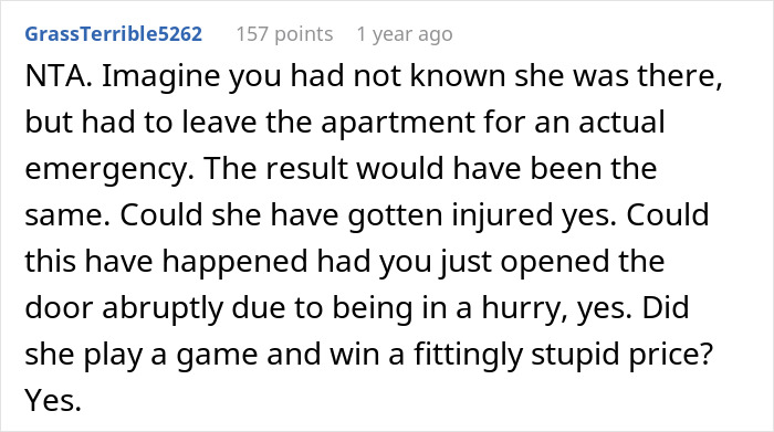 Woman Is Annoyed Her Neighbor Comes To Her Landing And Lurks, So She Swings Open The Door, Frightening Her And Causing Her To Fall