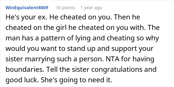 Woman Wonders &ldquo;AITA For Refusing To Be My Sister&rsquo;s MOH Because She&rsquo;s Marrying My Ex?&rdquo;