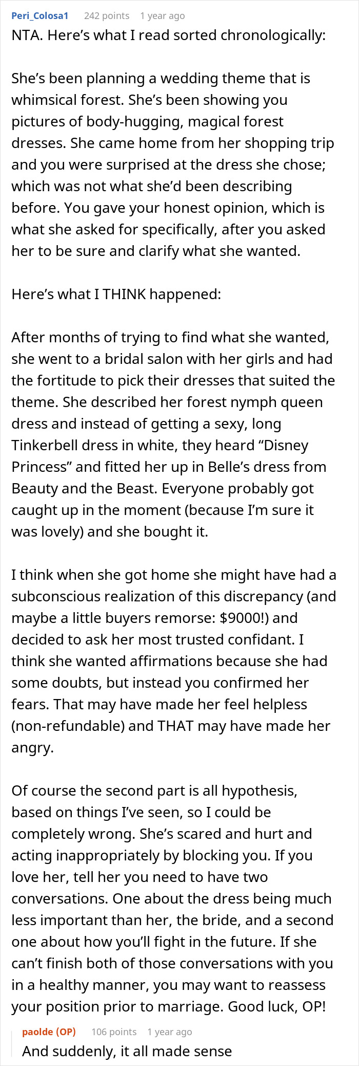 Woman Blocks Fianc&eacute;&rsquo;s Number And Stays At Mom&rsquo;s House After He Gives An Overly Honest Opinion On Her Wedding Dress