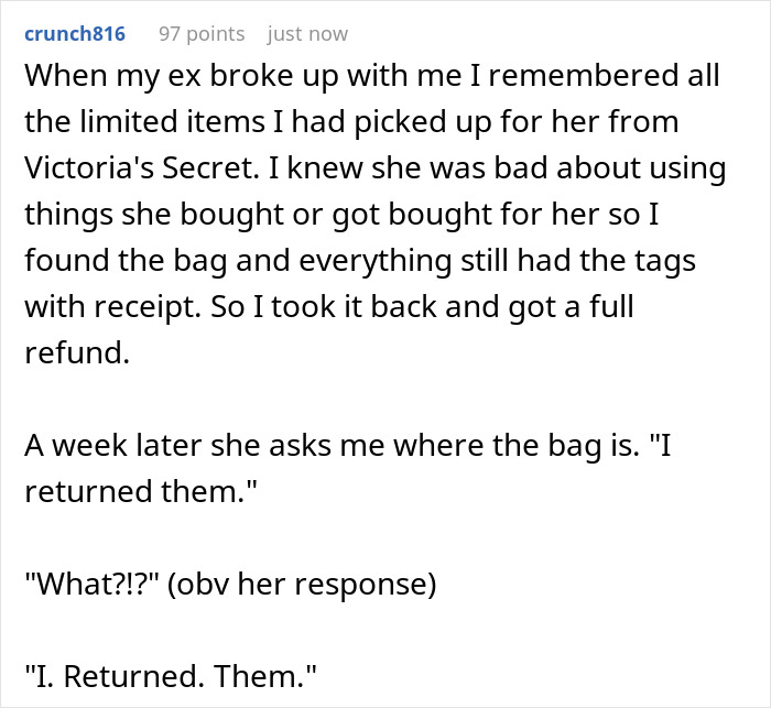 “My Ex Cheated, So I Refunded A Gift And Now She’s Livid” “My Ex Cheated, So I Refunded A Gift And Now She’s Livid”
