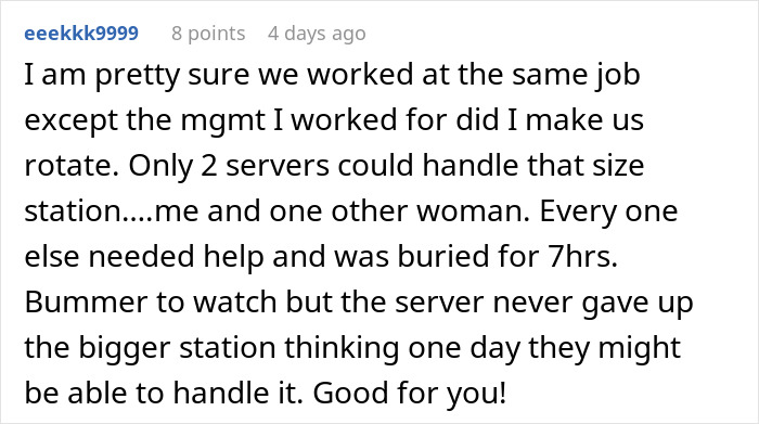 Server Maliciously Complies And Lets Newbies Take Care Of Her Tables After They Complained Hers Are Better, They Regret Asking For It Server Maliciously Complies And Lets Newbies Take Care Of Her Tables After They Complained Hers Are Better, They Regret Asking For It