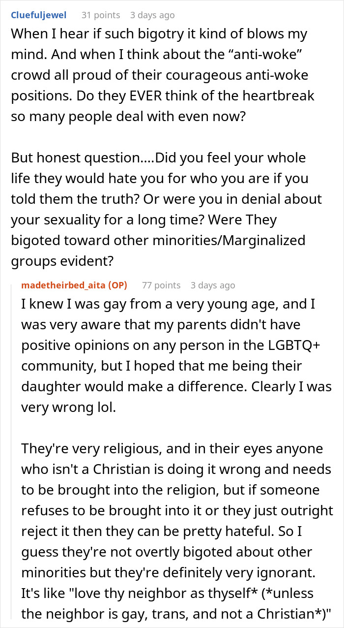 Daughter Who Was Disowned By Her Parents For Being Gay Refuses To Support Them Financially, Wonders If She's Being Cruel Daughter Who Was Disowned By Her Parents For Being Gay Refuses To Support Them Financially, Wonders If She's Being Cruel