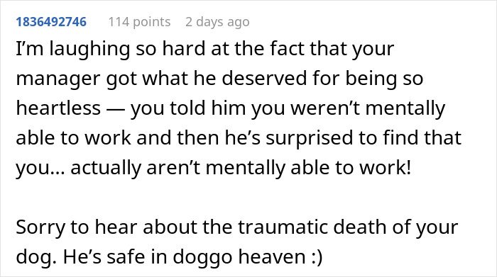 "It's Just A Dog": Employee's Dog Dies, His Boss Makes Him Show Up For Work, So He Maliciously Complies