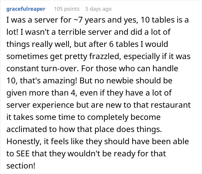 Server Maliciously Complies And Lets Newbies Take Care Of Her Tables After They Complained Hers Are Better, They Regret Asking For It Server Maliciously Complies And Lets Newbies Take Care Of Her Tables After They Complained Hers Are Better, They Regret Asking For It
