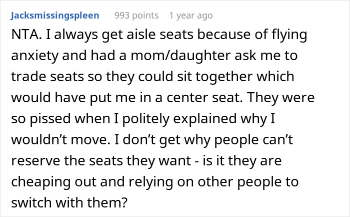 Entitled Newlyweds Are Upset Fellow Plane Traveler Refused To Accommodate For Their Lack Of Foresight When Booking Plane Seats