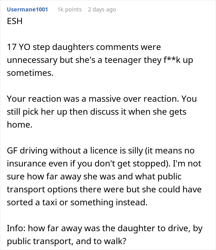 Teen Calls Mom&rsquo;s Partner &ldquo;Creepy Stepdad&rdquo; In Front Of Friends, Gets Left Without A Ride Back Home
