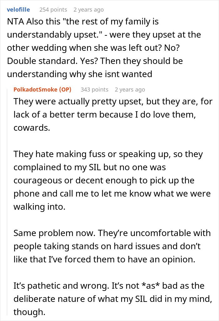 SIL Fat-Shames This Guy's Fianc&eacute;e, Gets Upset When She Gets Excluded From Their Wedding, Despite Her Husband Getting To Go