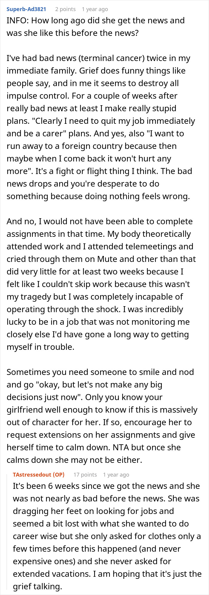 Guy Backed Online After Refusing To Financially Support His Entitled Girlfriend Who Doesn't Want To Get A Job As Her Sister Is Terminally Ill