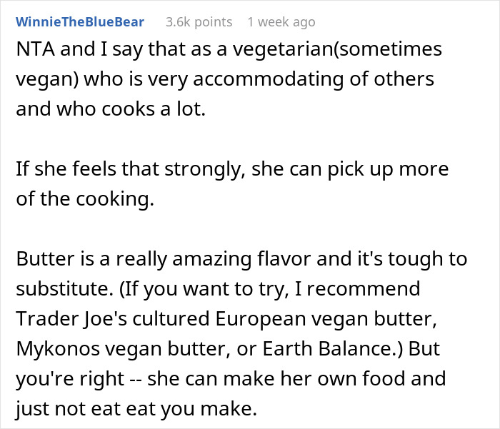 Man Asks &ldquo;[Am I The Jerk] For Telling My Vegan Girlfriend That I Will Not Stop Using Butter?&rdquo;