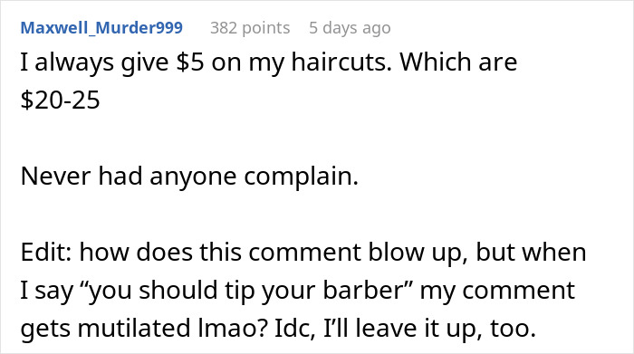 Guy Always Leaves A $5 Tip On His $20 Haircut, And His Barber Seems Very Disappointed