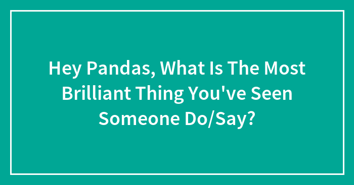Hey Pandas, What Is The Most Brilliant Thing You’ve Seen Someone Do/Say?