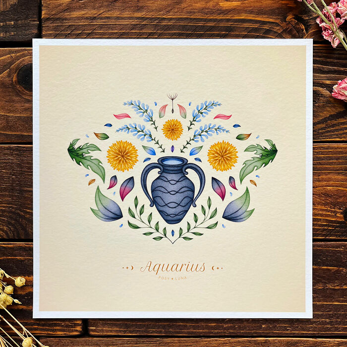 I Used The Symbolism Of Flowers To Represent The Qualities Of Each Star Sign In These 12 Poetic Illustrations