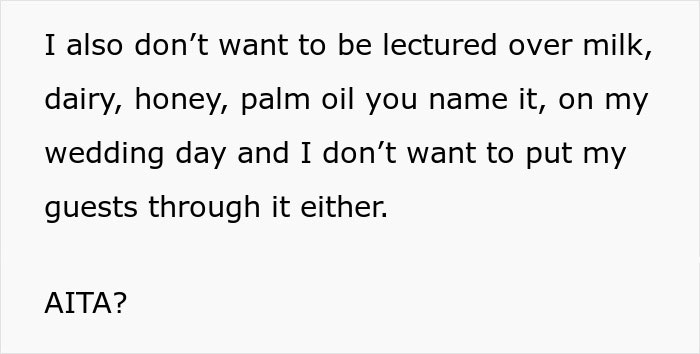 Daughter Uninvites Her Dad And His GF From Her Wedding After They Demand Everything Is Vegan, From Food To The Guests' Shoes