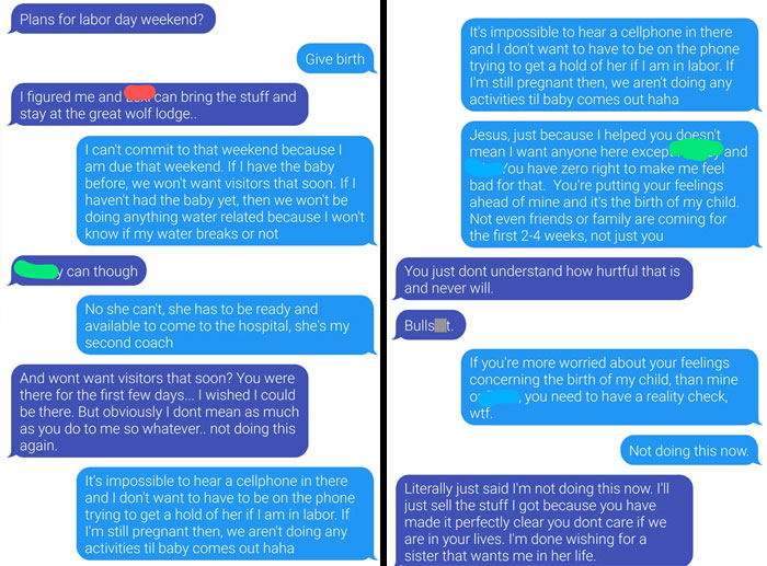 Entitled Sister Wants To Come Visit On My Due Date