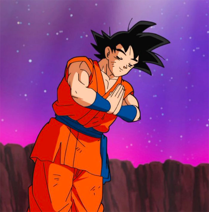 Goku bows