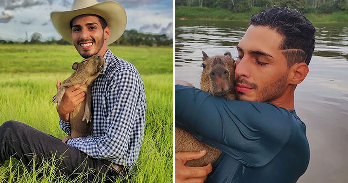 This Man From Brazil Who Lives On A Farm Shares A Beautiful Bond With A Rescued Capybara