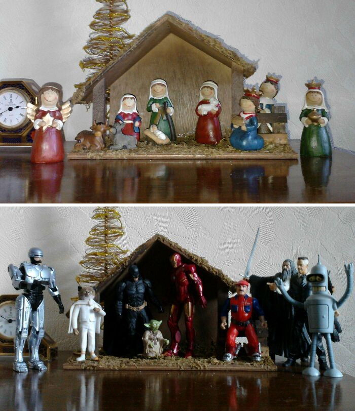 Mis padres colocaron las decoraciones tradicionales. Quiero ver cuánto les toma hasta que noten el cambio que hice