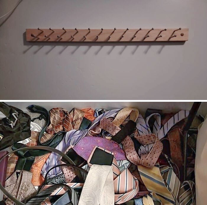 My 2-Year-Old Helped Me "Reorganize" My Ties This Afternoon