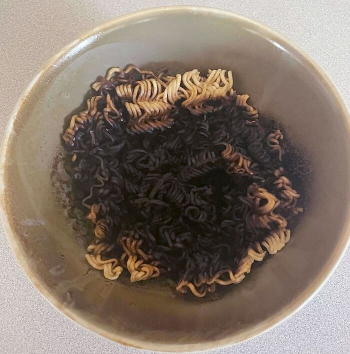 8-Year-Old Remembered To Take The Foil Flavor Packet Out. She Forgot To Add Water