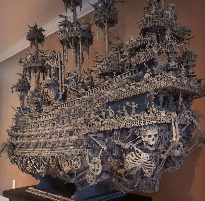 This Pirate Ship Model Standing 8ft (2.4m) Tall And Over 7ft (2.2m) Long That Took 14 Months To Construct