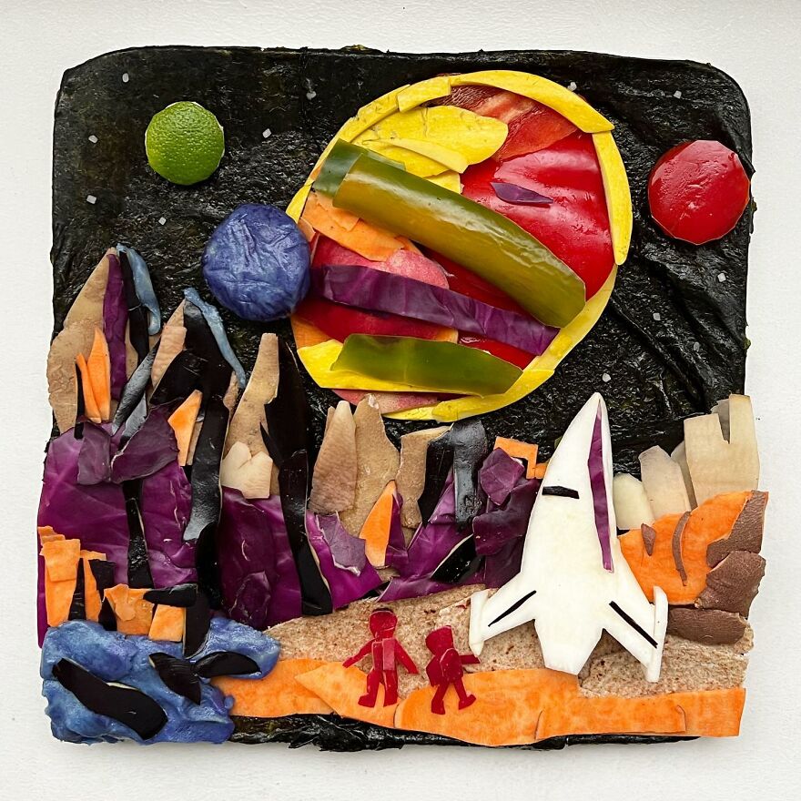 Vintage Space Themed Food Art