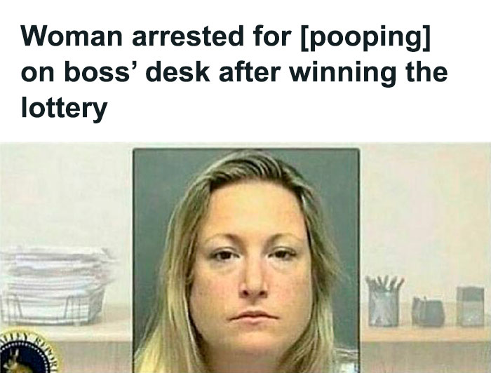 Meme showing a woman arrested after an incident at work, capturing the humorous "I hate my job" theme.