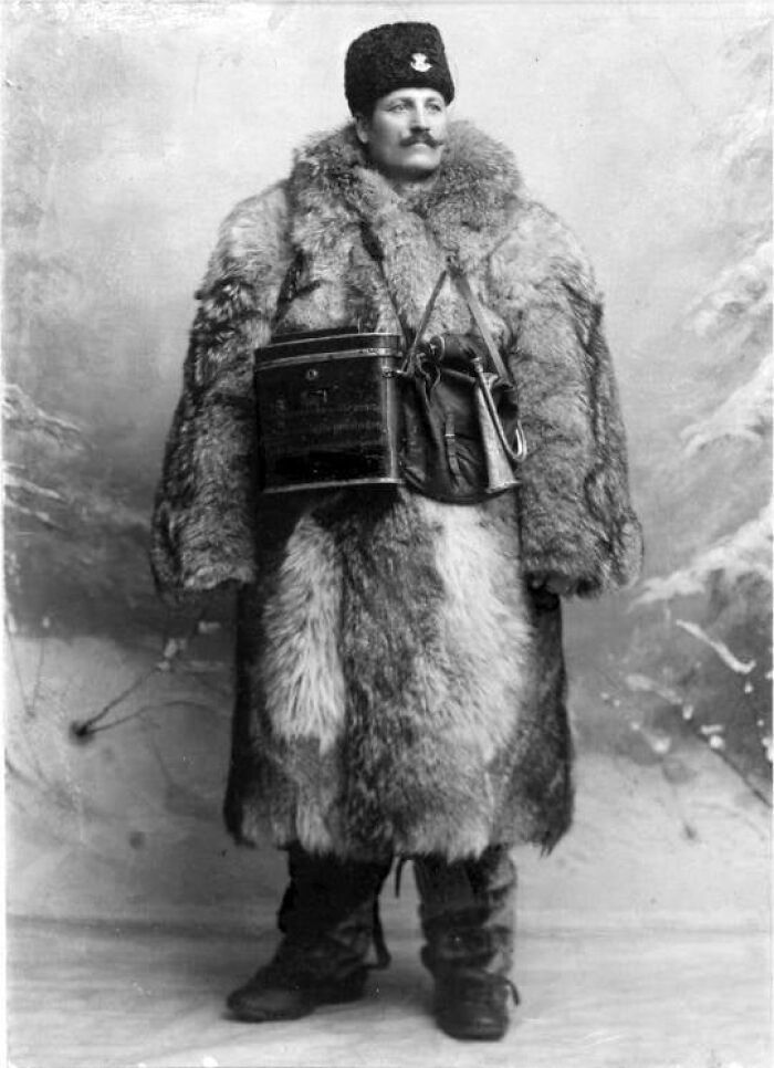 Rural Mail Carrier In A Winter Uniform, 1900, Sweden