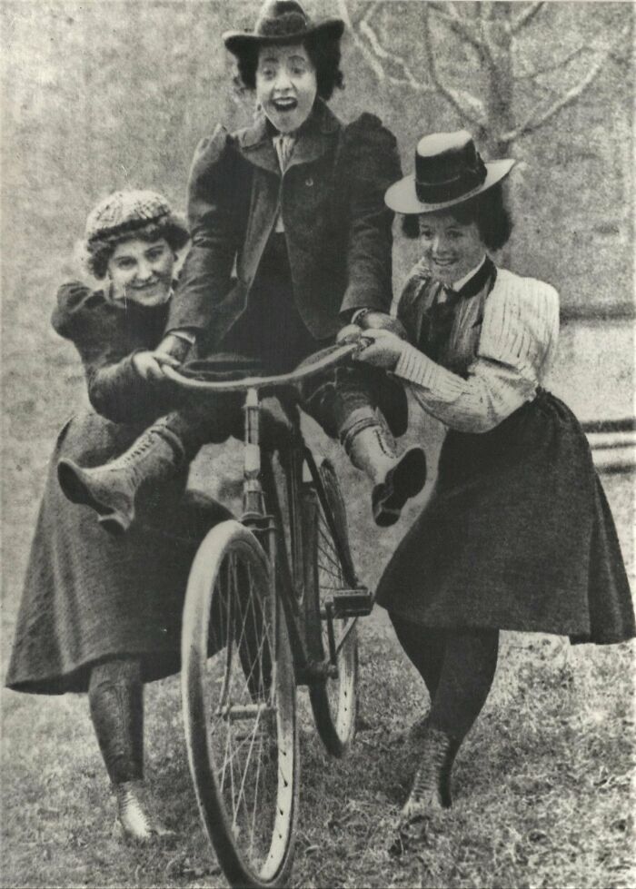Learning To Ride A Bicycle, Circa 1895. (Photo By William Gordon Davis)