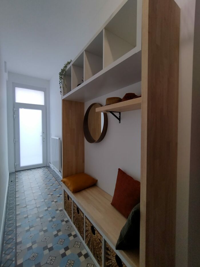 IKEA Hack With Kallax Cupboards And Rubberwood. The Stockholm Mirror And Lustigkurre Baskets Were Also Not Missing