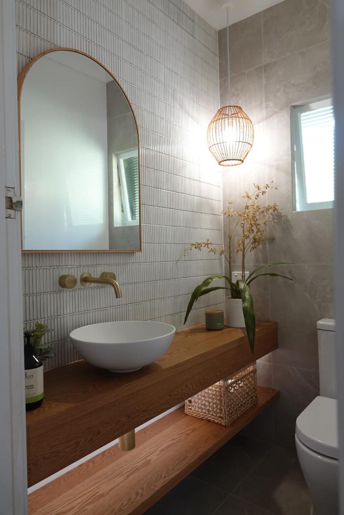 Love Love Love My Powder Room Vanity Made From The Möllekulla Oak Worktop!