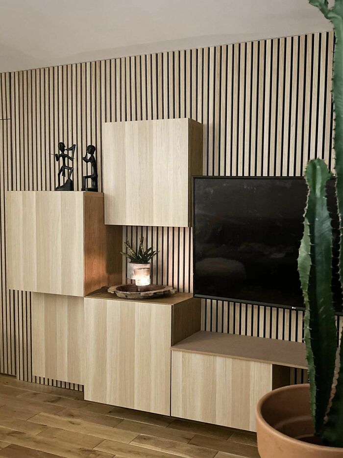 Using Flatpack Furniture Such As IKEA Instead Of Going Fully Bespoke With Joinery Affords Us This Wall-To-Wall Acoustic Panels Which Definitely Gives A Warm And Hushed Ambience To Our Living Room