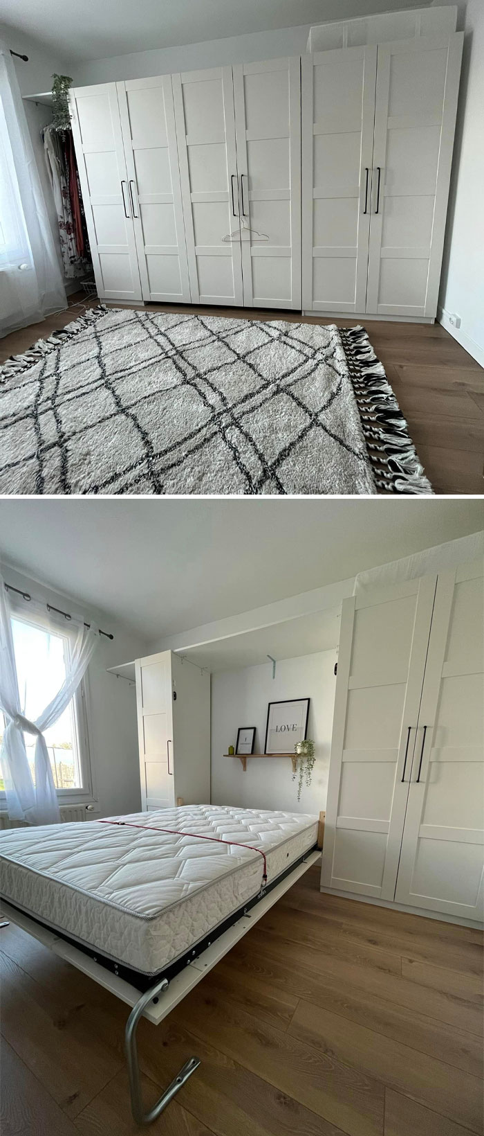 Pull Out Bed Camouflaged Between 2 IKEA Pax Cupboards