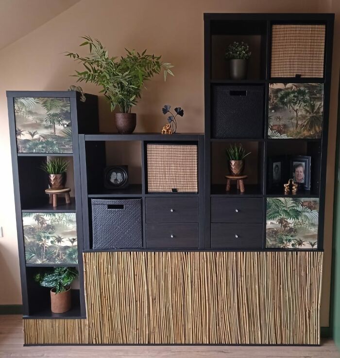 To Get Rid Of A Strange Protrusion Of The Wall Behind Which Pipes Are Located, I Made This Closet. I Closed The Bottem With A Wooden Frame. Which I Then Decorated With Bamboo Sticks, Baskets, Cupboards And Drawers And Voila, Very Happy And Proud Of The End Result