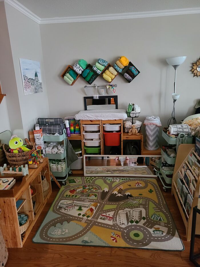 My Little Baby Space. Two Staircase Trofasts With A Change Pad On Top. Trofasts Storage Bins For Cloth Diapers And Accessories, Clothing, Diaper Storage