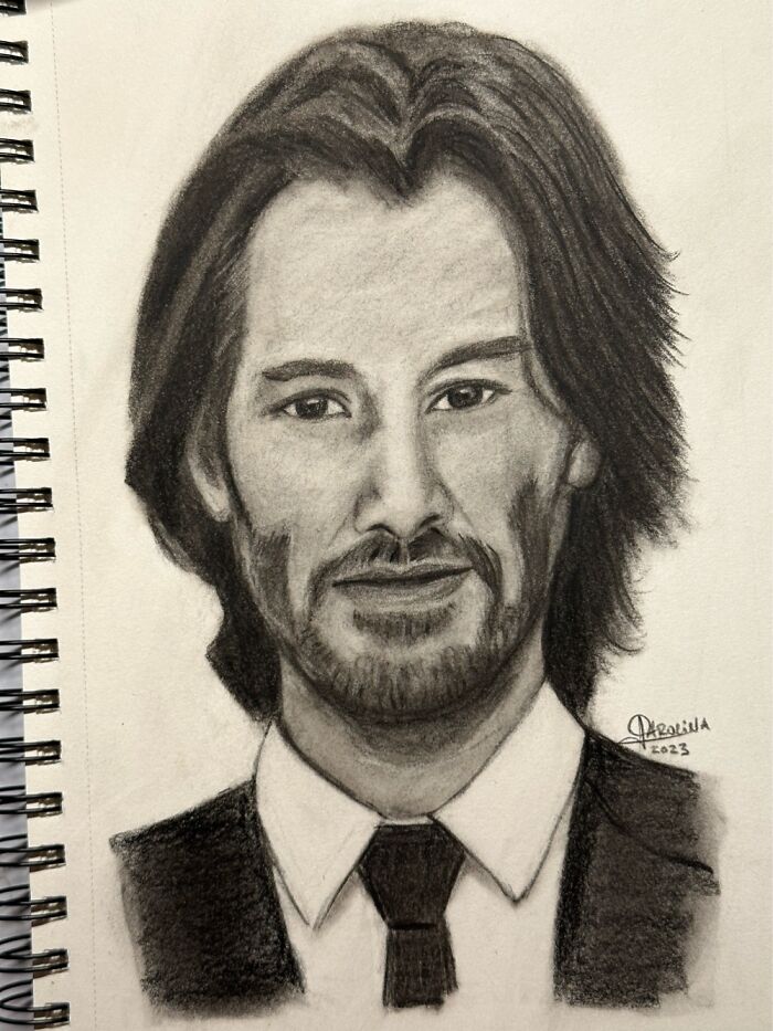 Charcoal Drawing Of Keanu Reeves