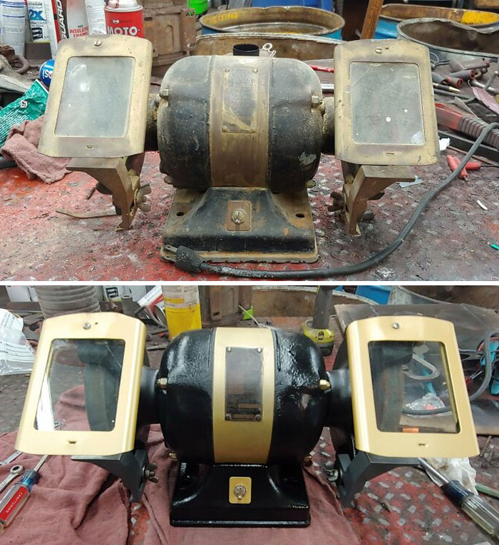 Restored This Old Bench Grinder For A Customer That Inherited It From His Father, Who Inherited It From His Father. Now That It's Restored He's Going To Pass It On To His Son