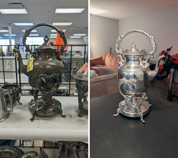 I Won The Lottery And Then Turned This Into That. Silver-Plated Kettle Restoration, With Burner