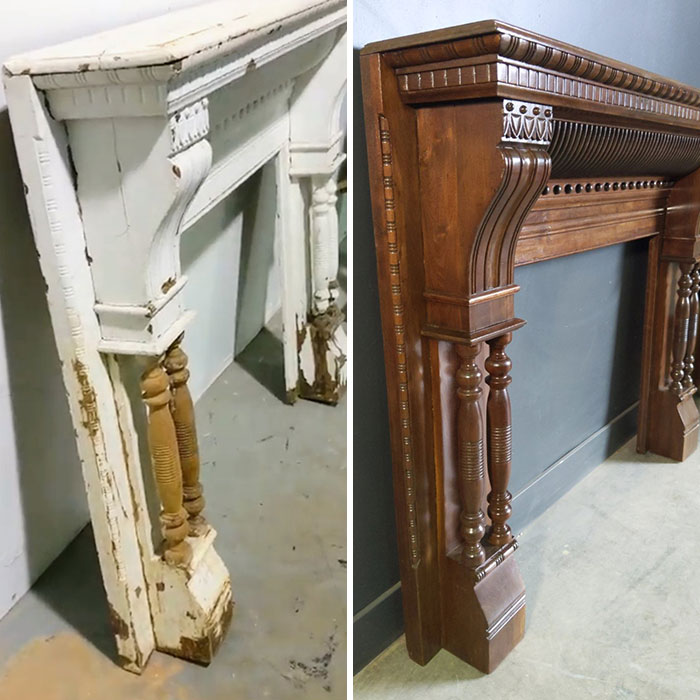 Painted Antique Mantle Restoration Transformation