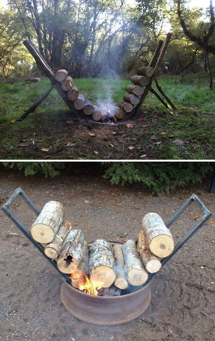 Una hoguera que se autoabastece y dura 14 horas