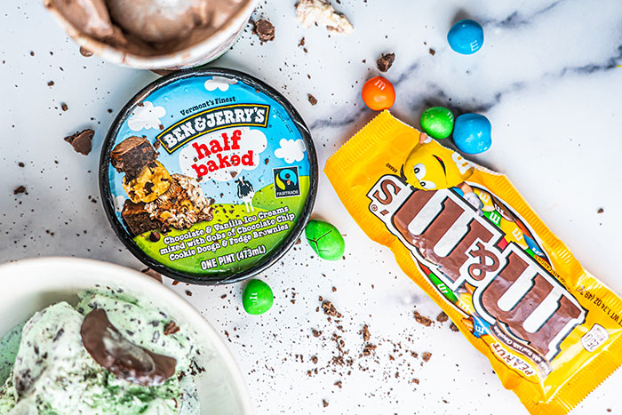 Picture of Ben & Jerry's ice cream and M&M's