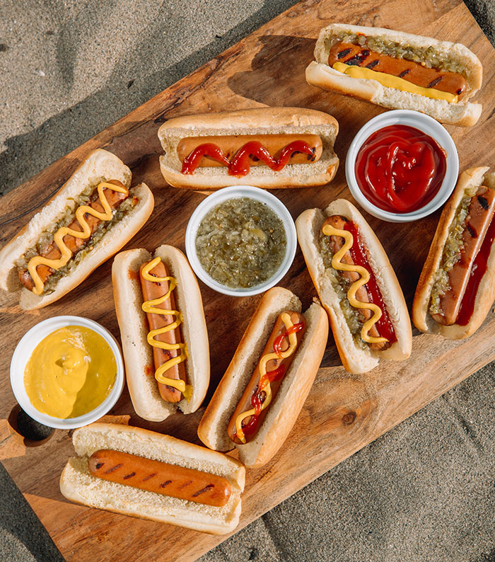 Picture of hot dogs with sauces