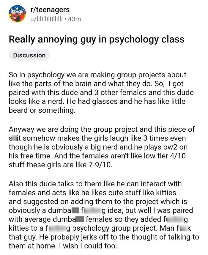 Teenager Incel Mad At A Chad